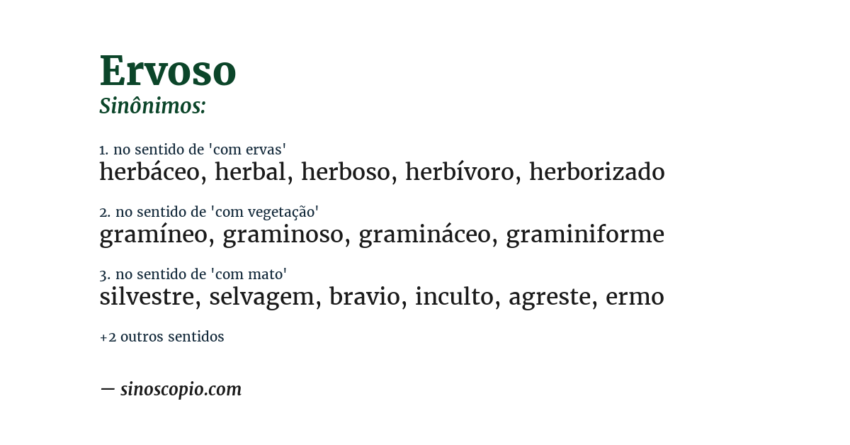 Sinônimo de ervoso