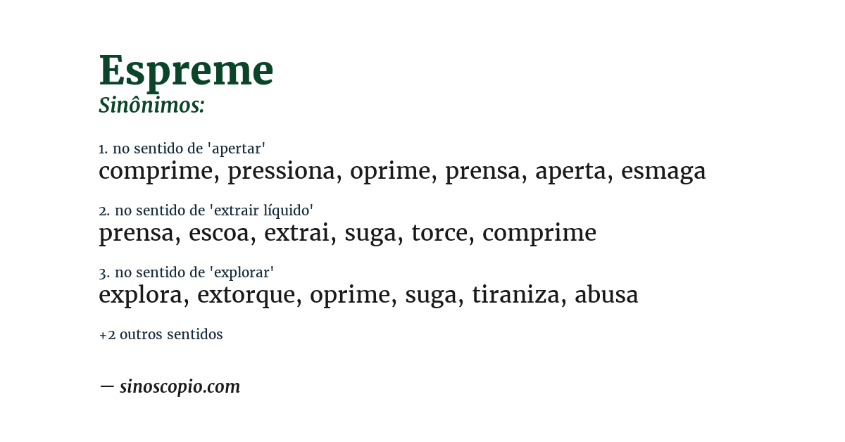Sinônimo de espreme