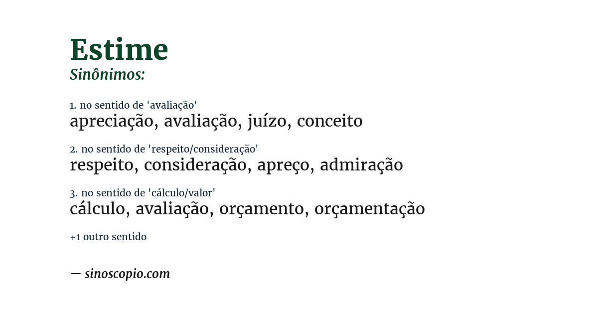 Sinônimo de estime