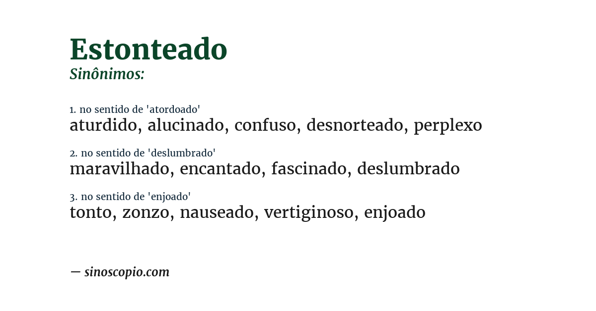 Sinônimo de estonteado