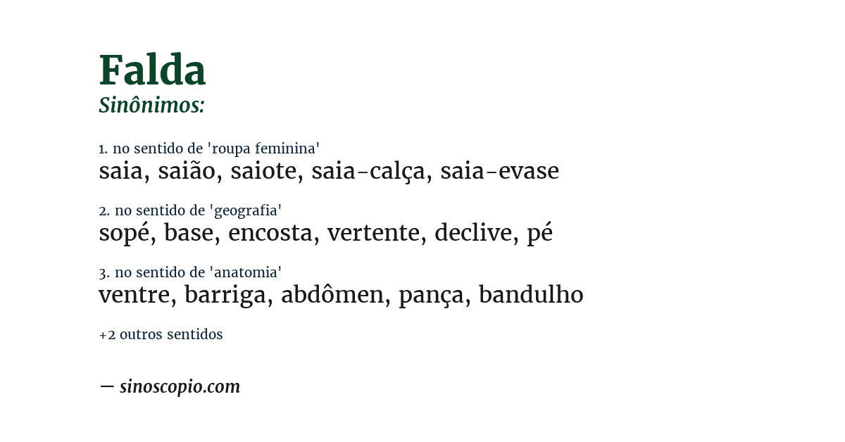 Sinônimo de falda