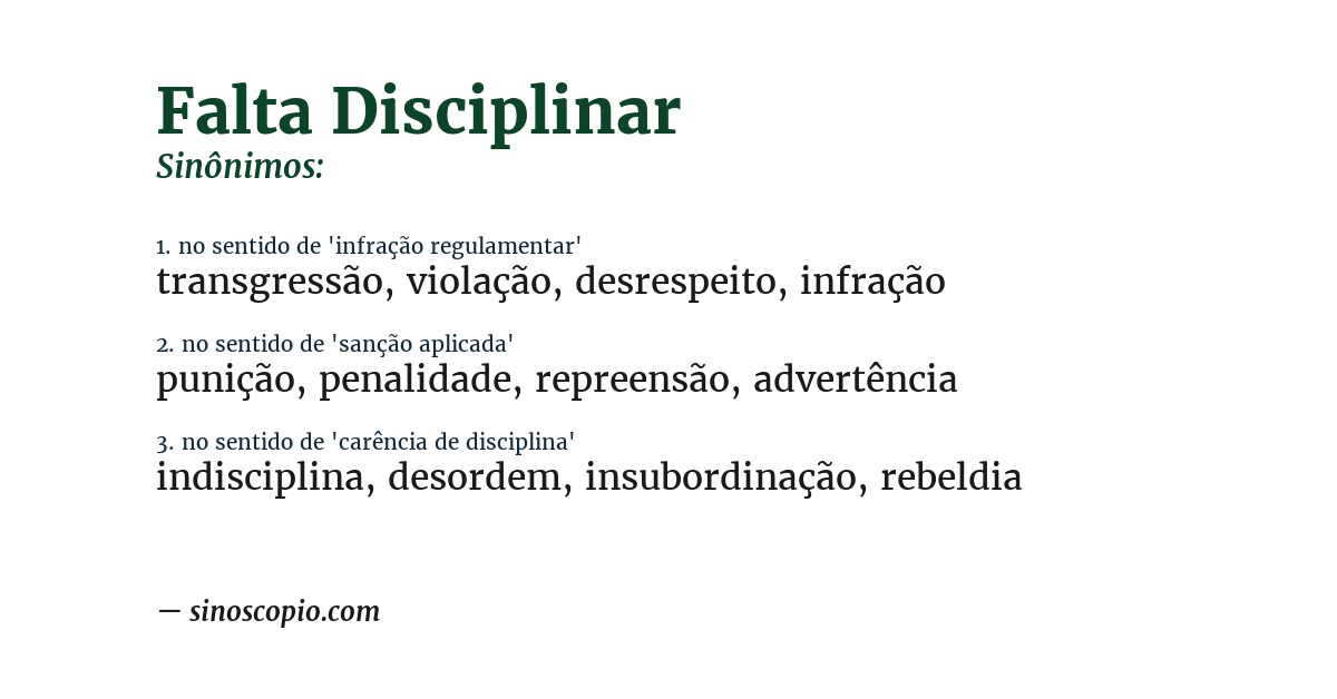 Sinônimo de falta disciplinar