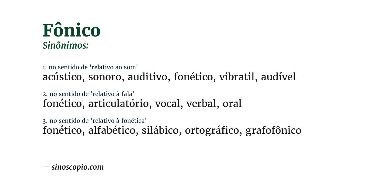 Sinônimo de fônico