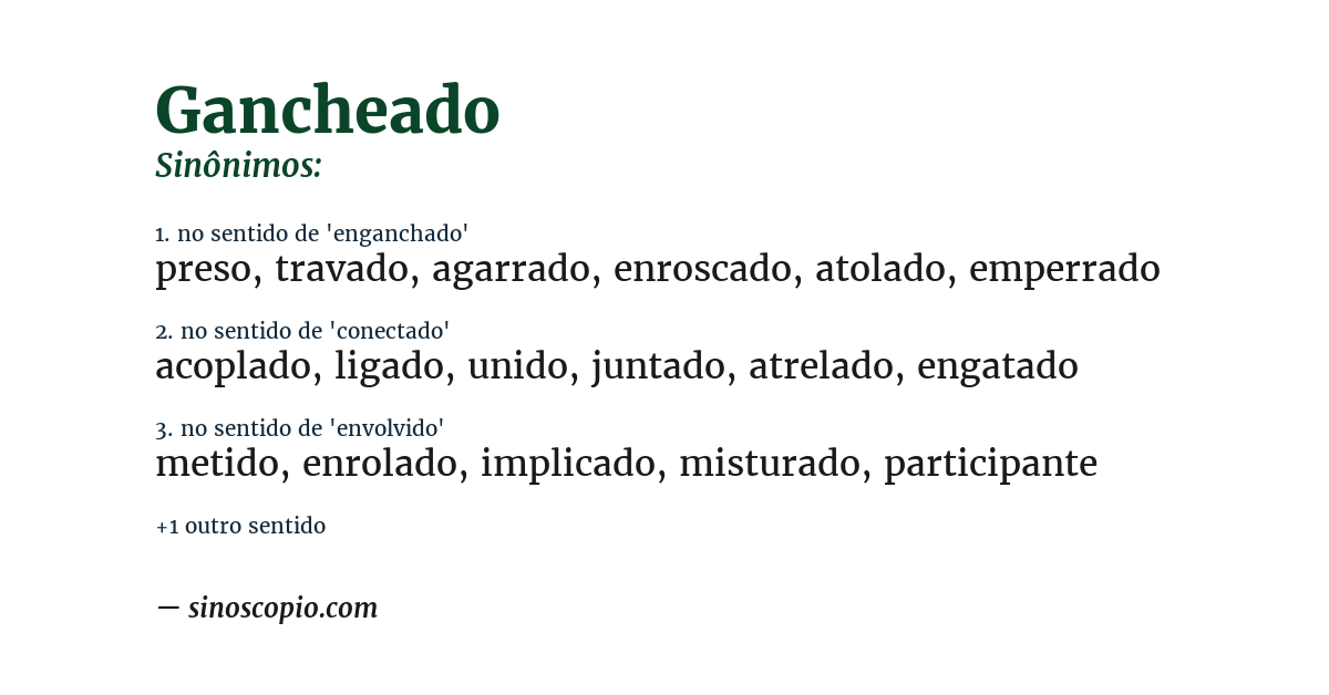 Sinônimo de gancheado