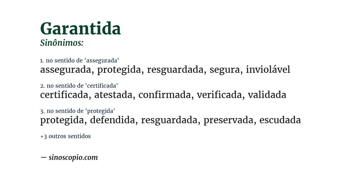 Sinônimo de garantida