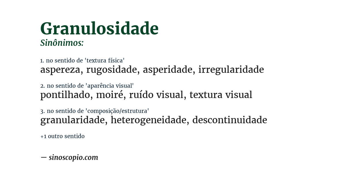 Sinônimo de granulosidade