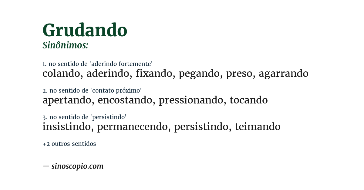 Sinônimo de grudando
