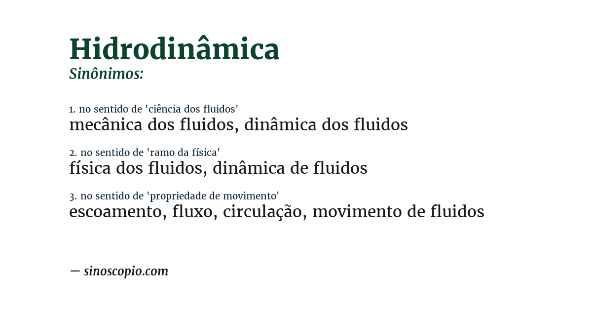 Sinônimo de hidrodinâmica
