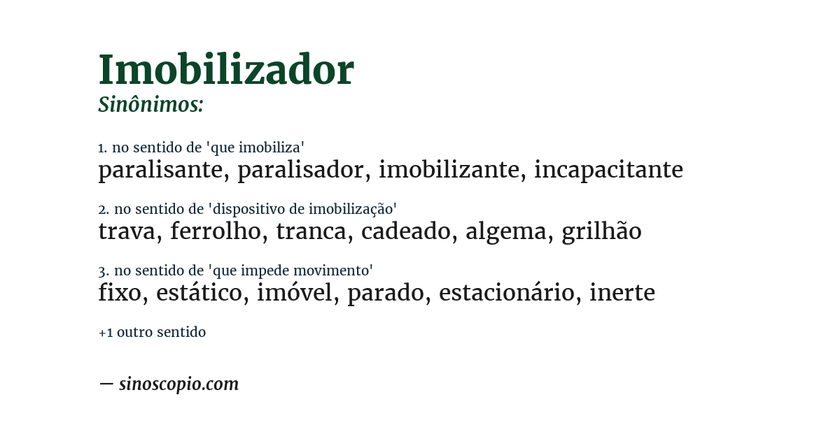 Sinônimo de imobilizador
