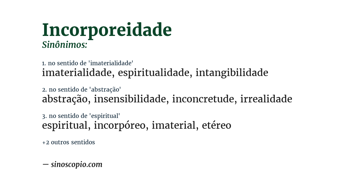 Sinônimo de incorporeidade