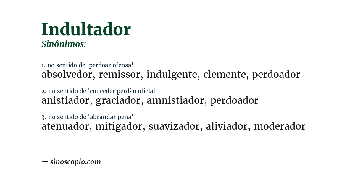 Sinônimo de indultador
