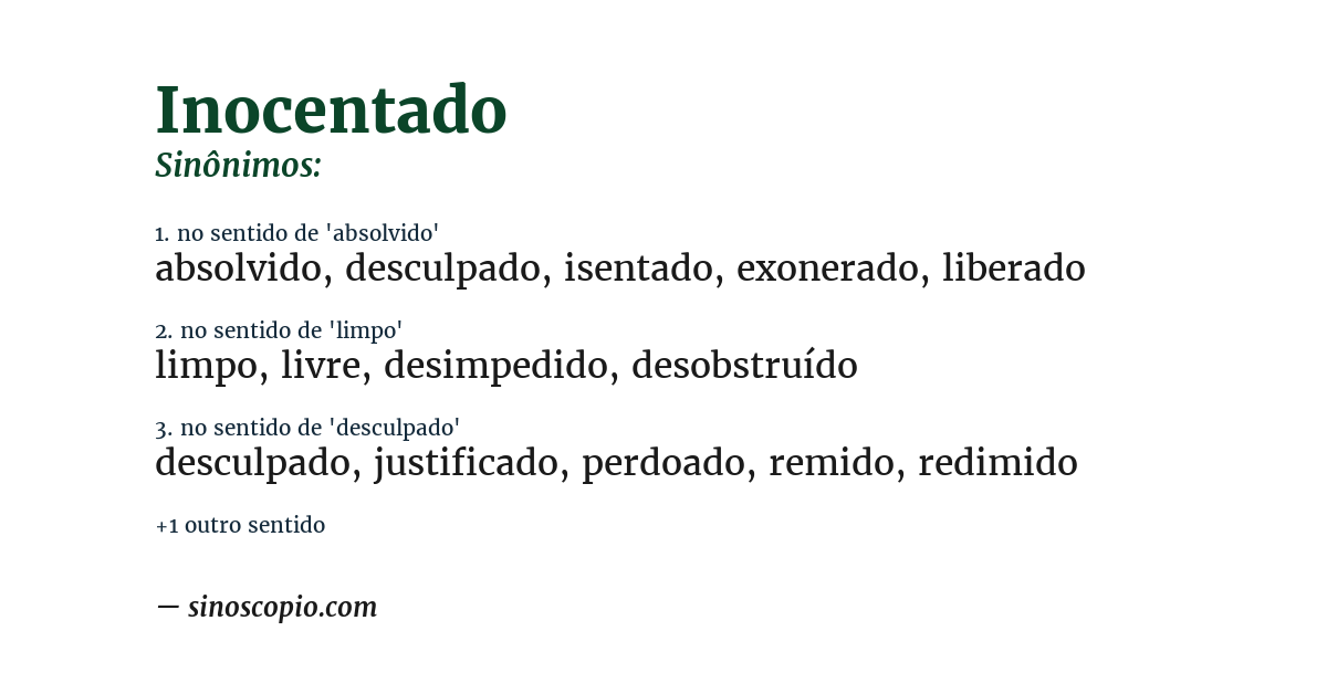 Sinônimo de inocentado
