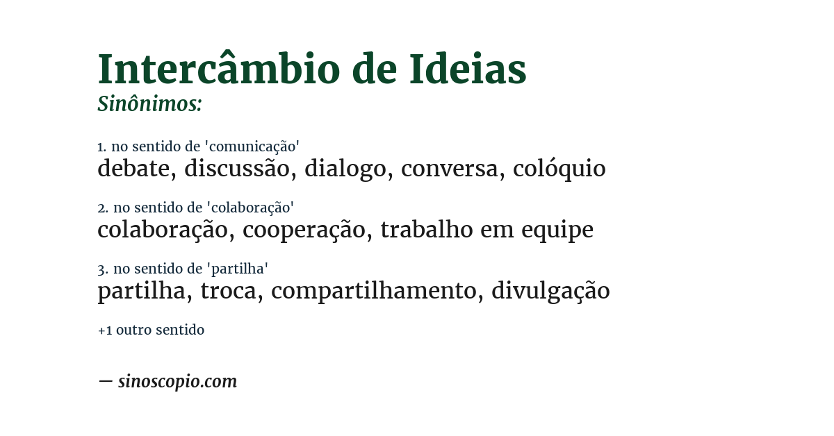 Sinônimo de intercâmbio de ideias