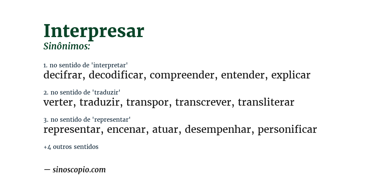 Sinônimo de interpresar
