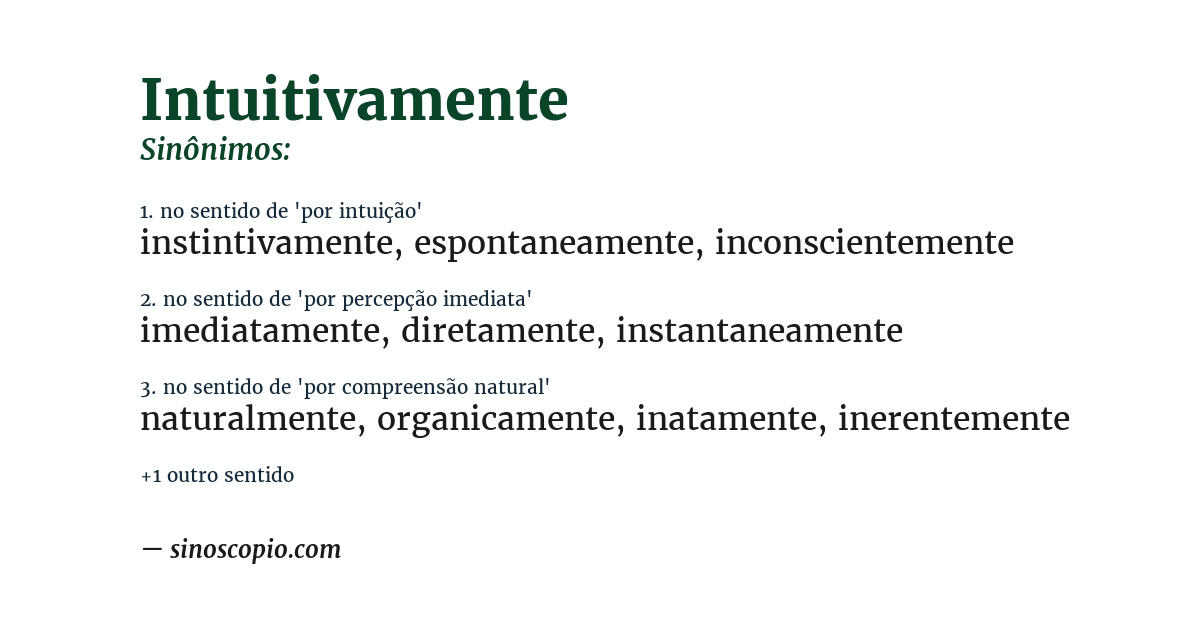 Sinônimo de intuitivamente