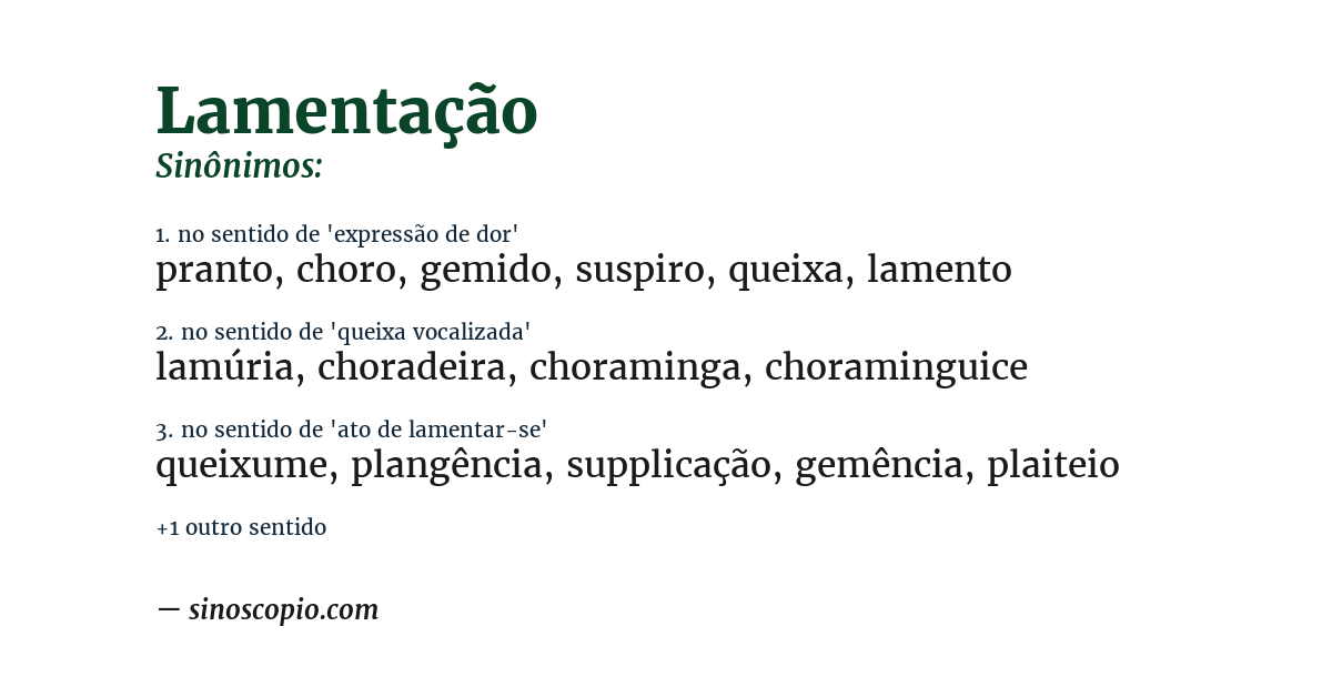 Sinônimo de lamentação