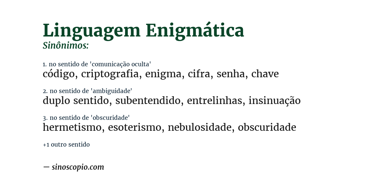 Sinônimo de linguagem enigmática