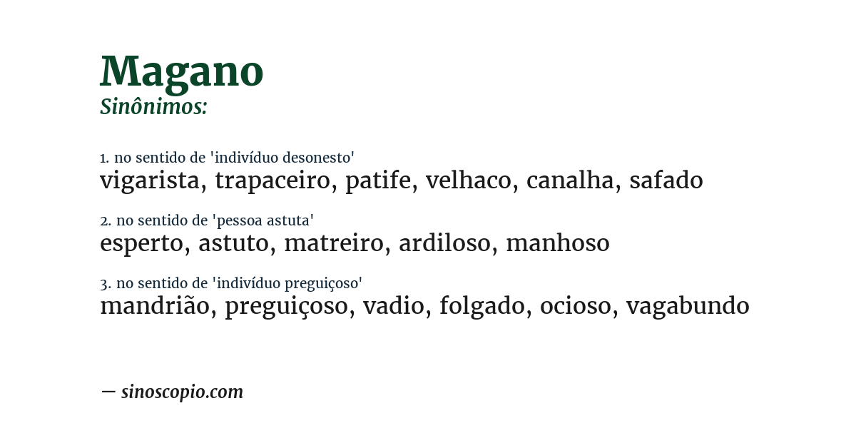 Sinônimo de magano