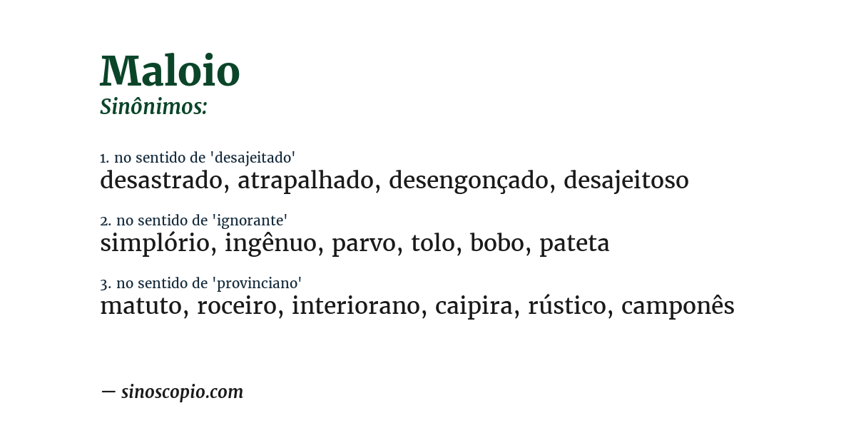 Sinônimo de maloio