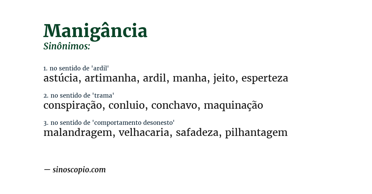 Sinônimo de manigância