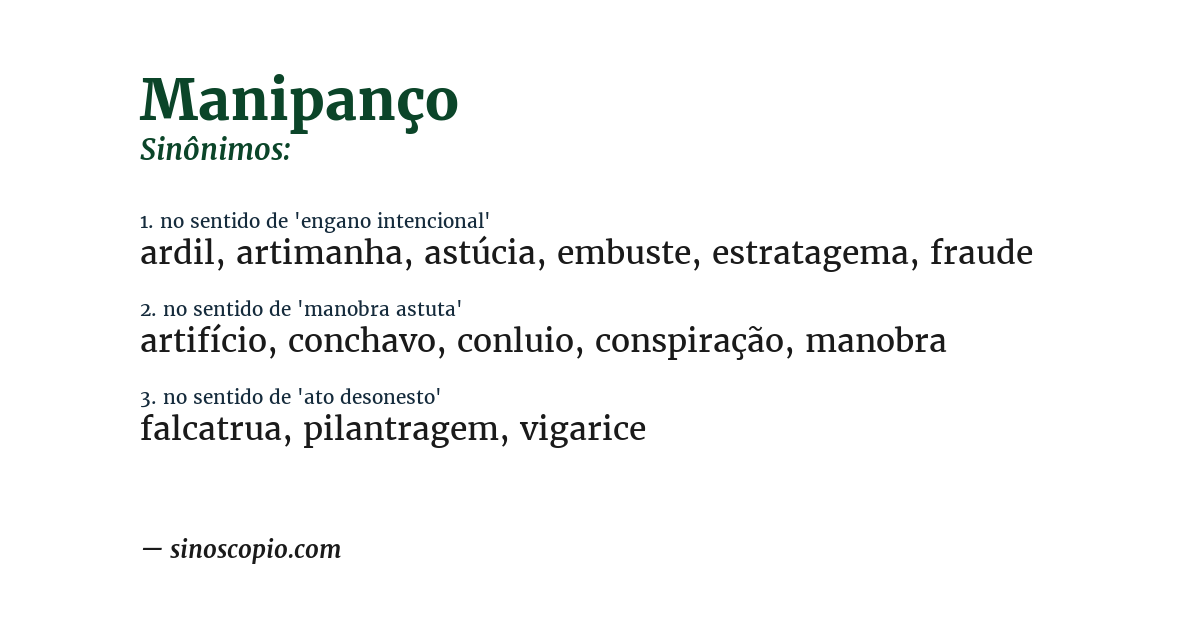 Sinônimo de manipanço