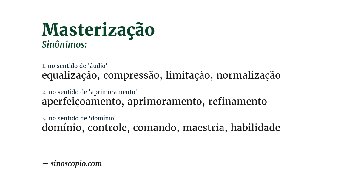 Sinônimo de masterização