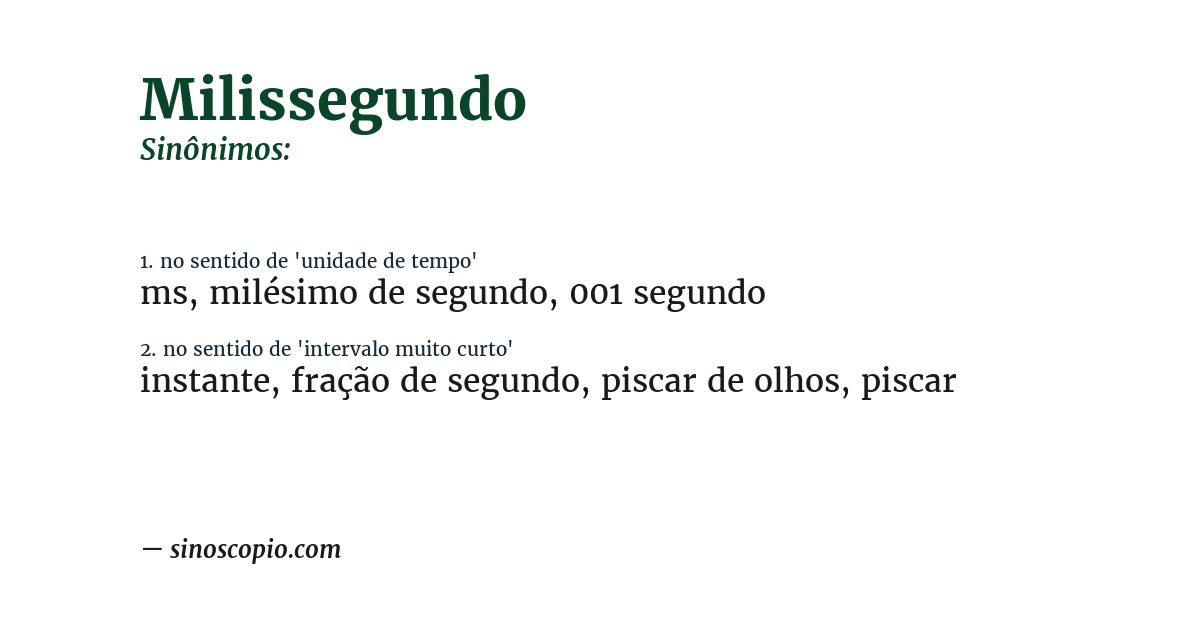 Sinônimo de milissegundo