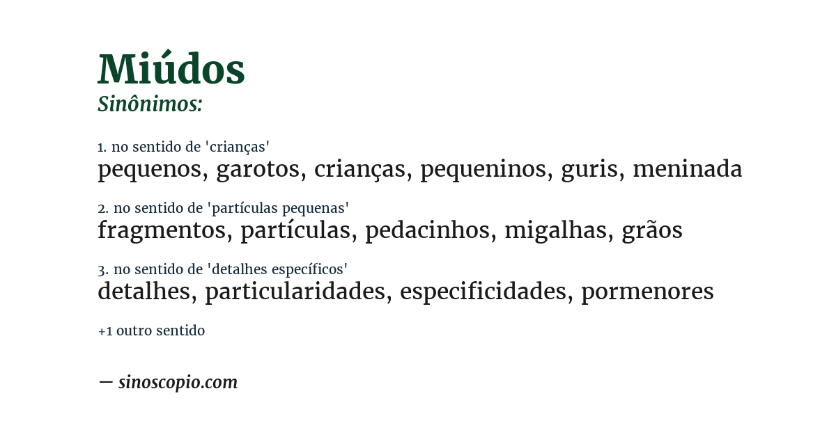 Sinônimo de miúdos