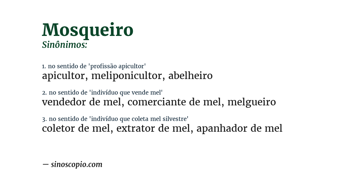 Sinônimo de mosqueiro