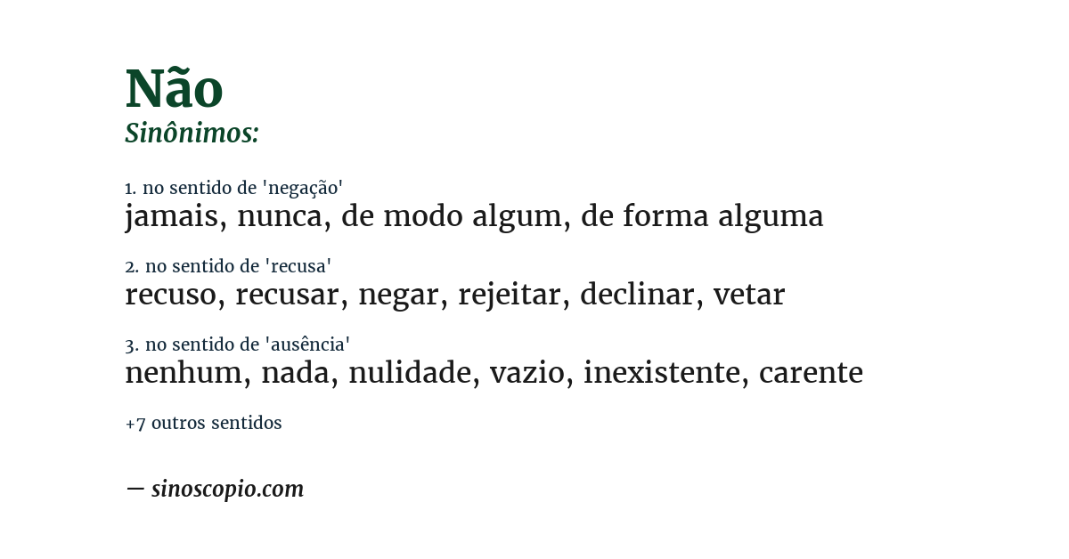 Sinônimo de não