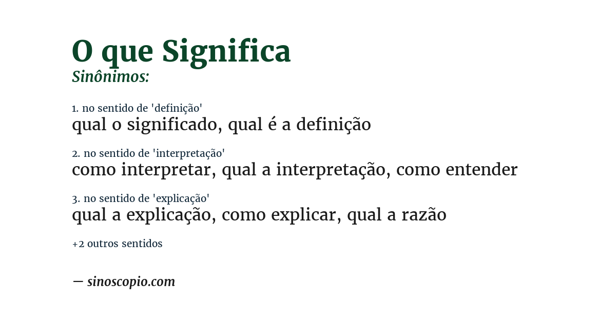 Sinônimo de o que significa
