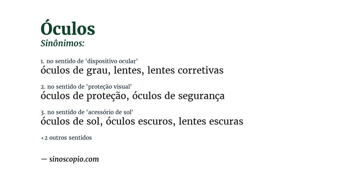 Sinônimo de óculos
