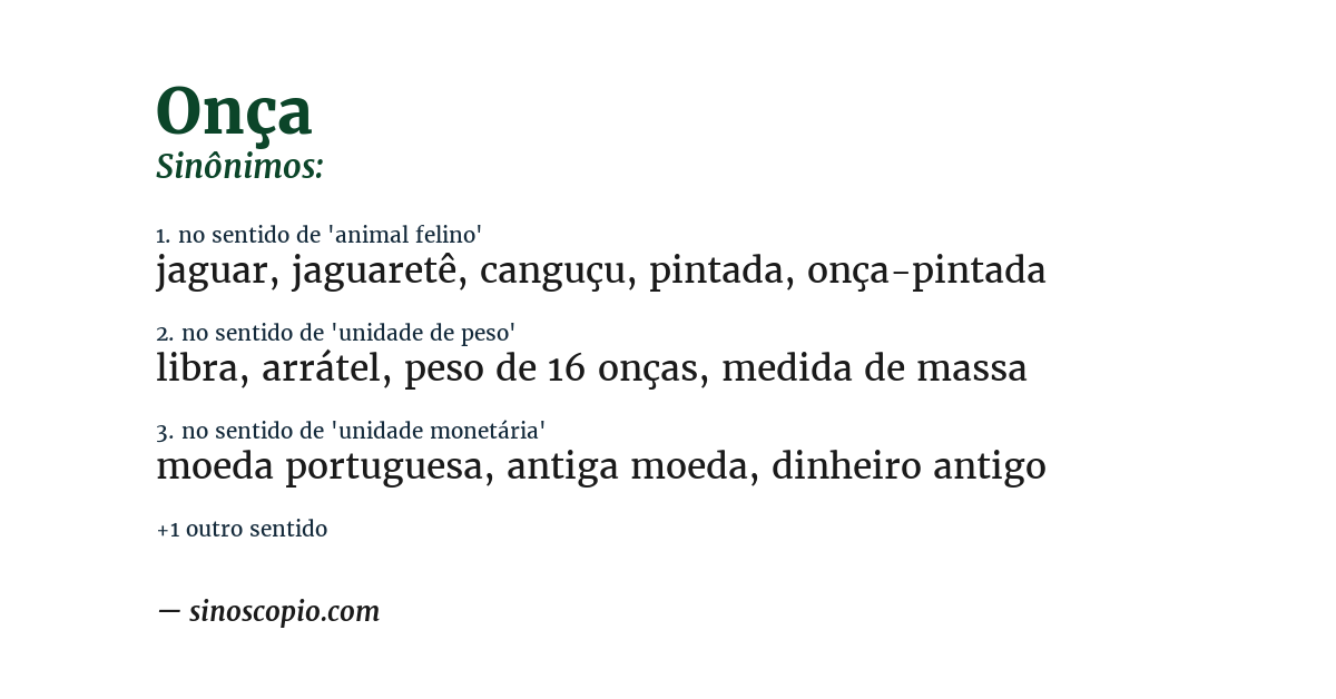 Sinônimo de onça