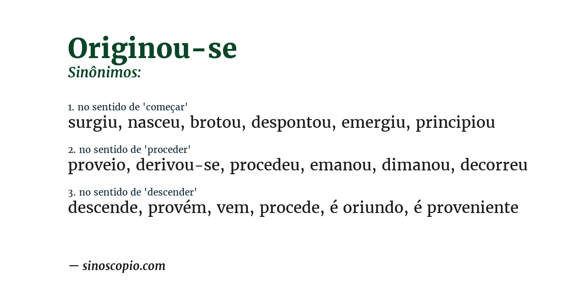 Sinônimo de originou-se