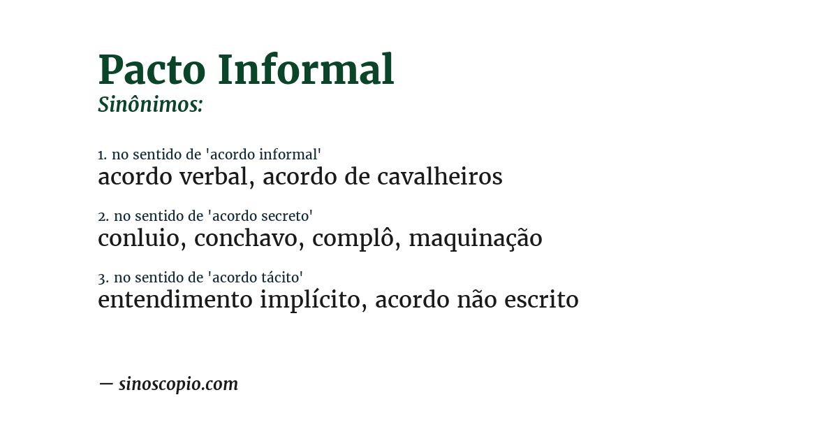 Sinônimo de pacto informal