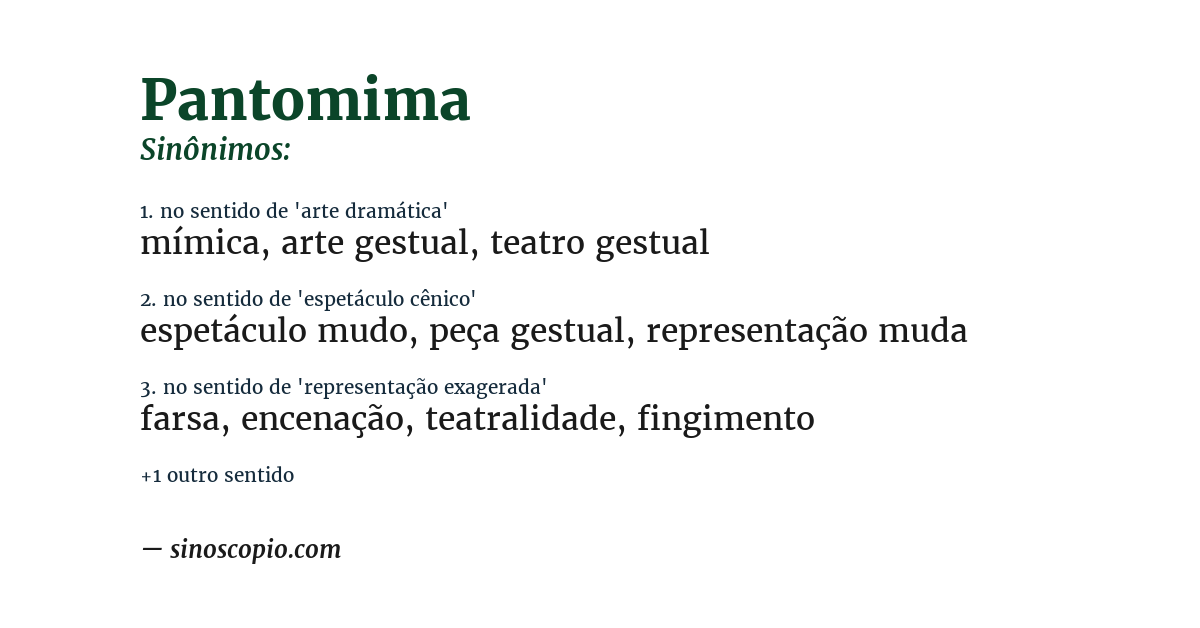 Sinônimo de pantomima