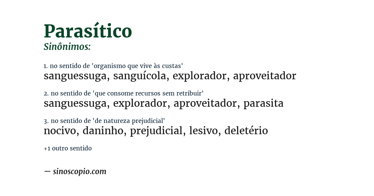 Sinônimo de parasítico