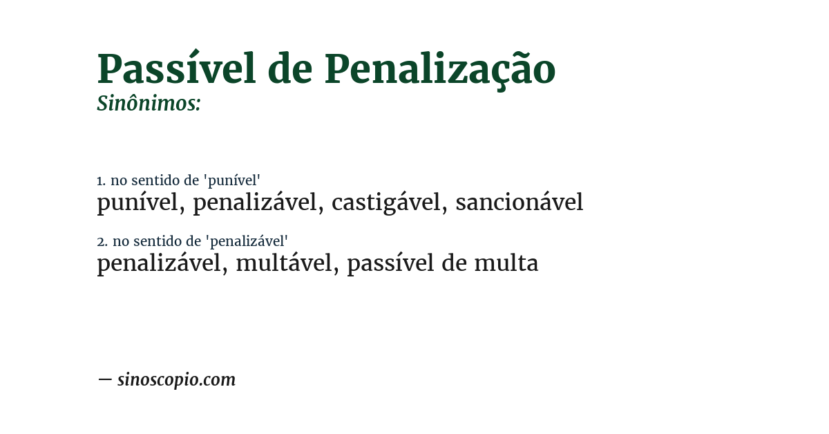 Sinônimo de passível de penalização