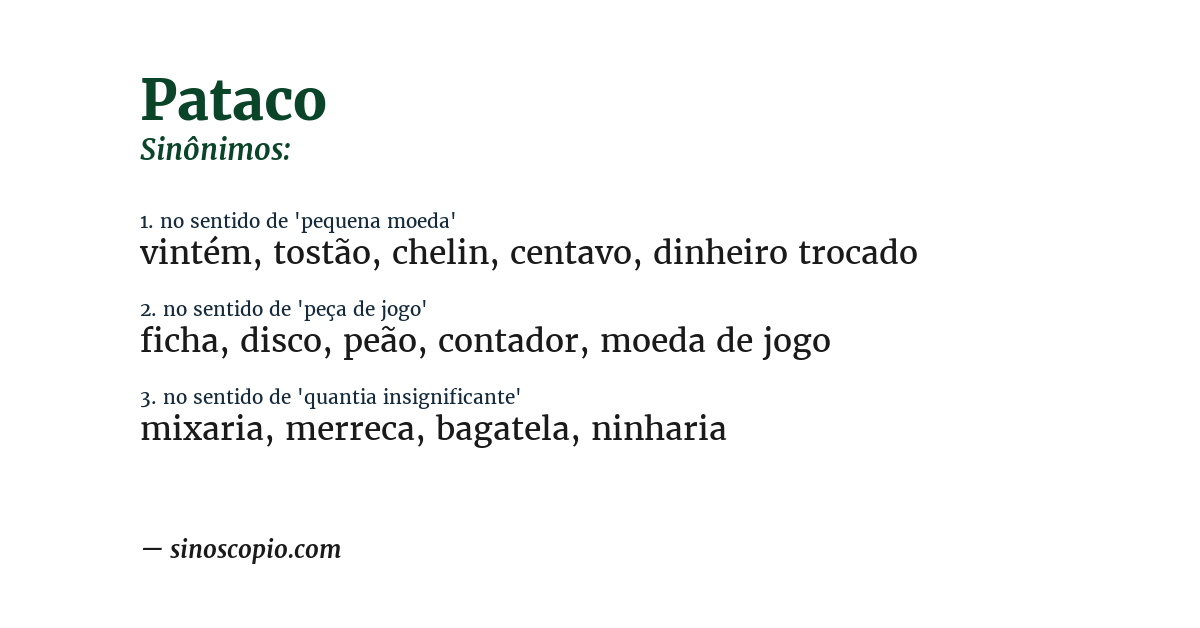 Sinônimo de pataco