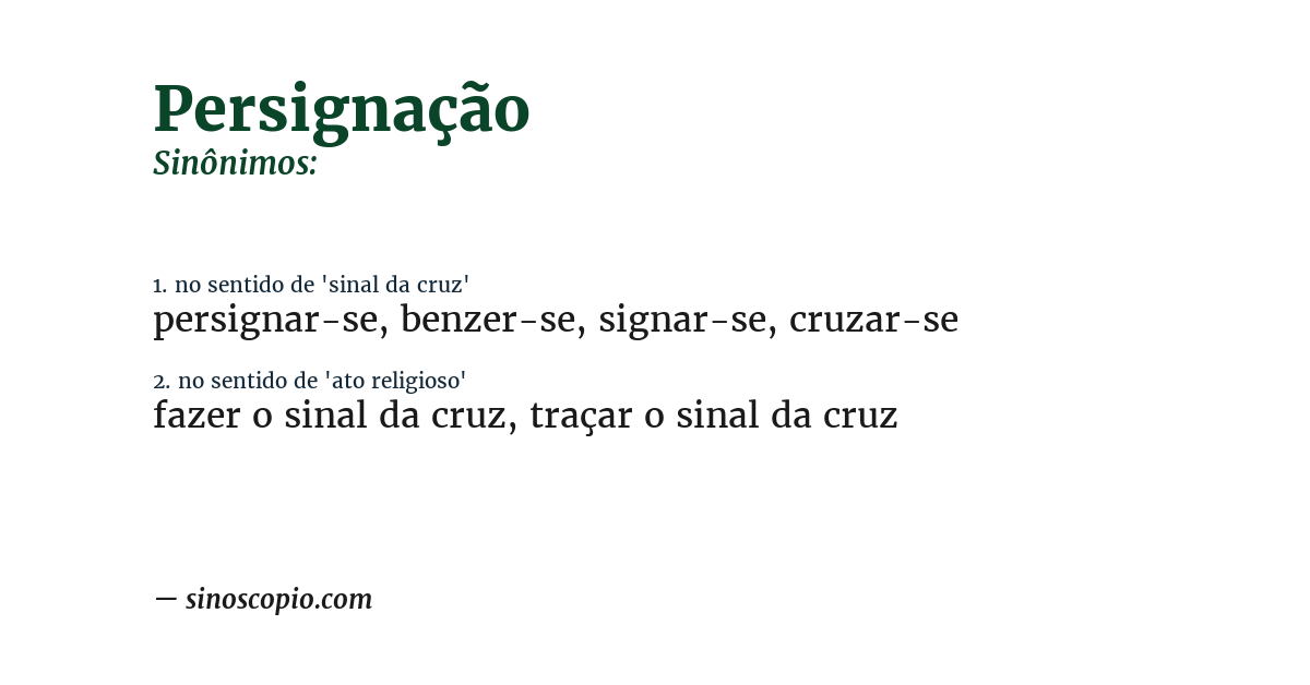 Sinônimo de persignação