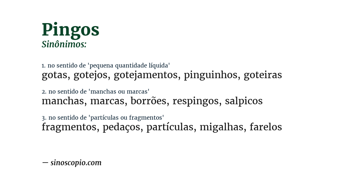 Sinônimo de pingos