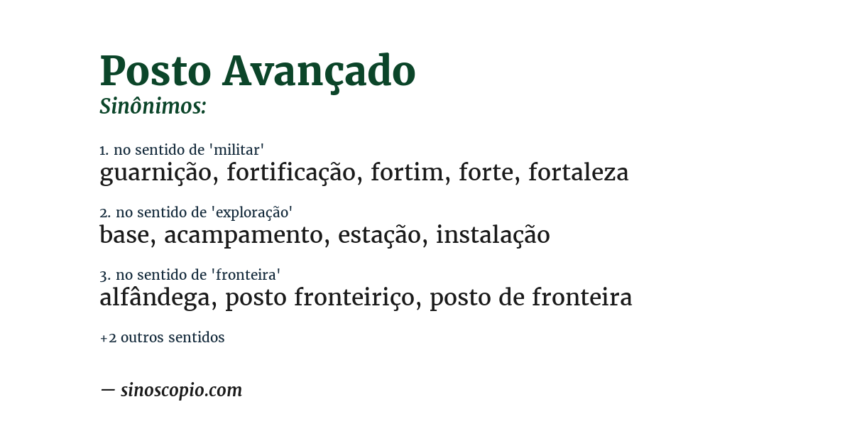 Sinônimo de posto avançado