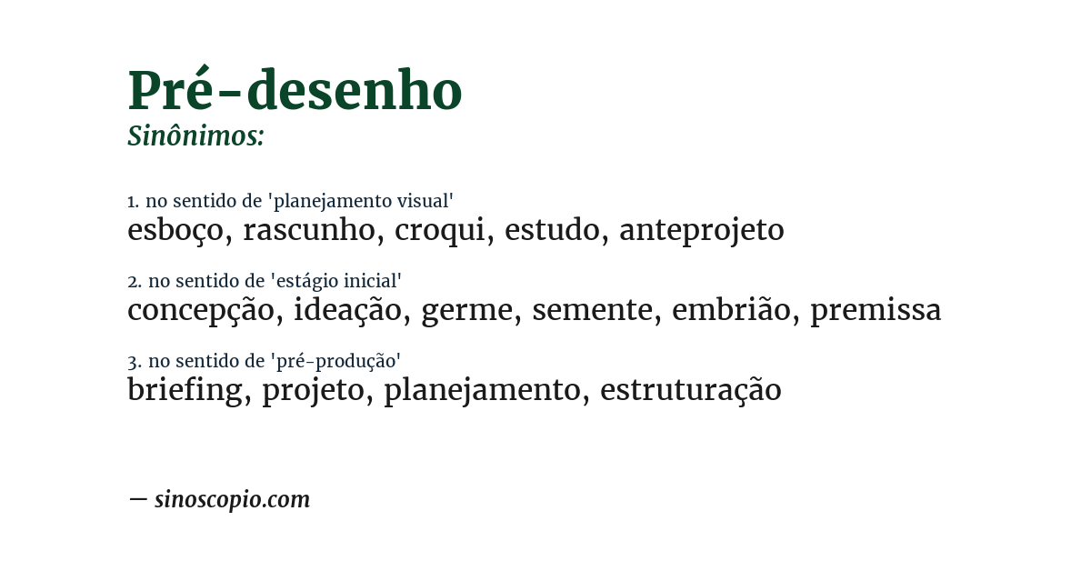 Sinônimo de pré-desenho