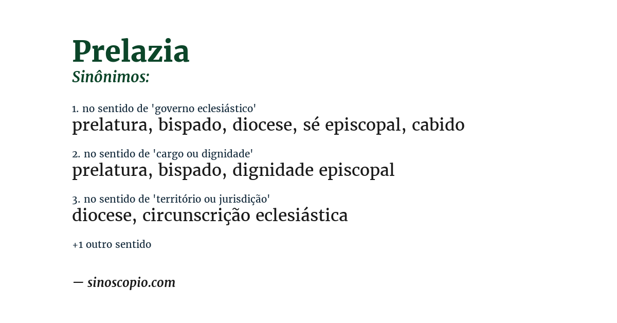 Sinônimo de prelazia