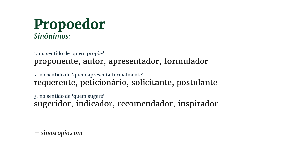 Sinônimo de propoedor