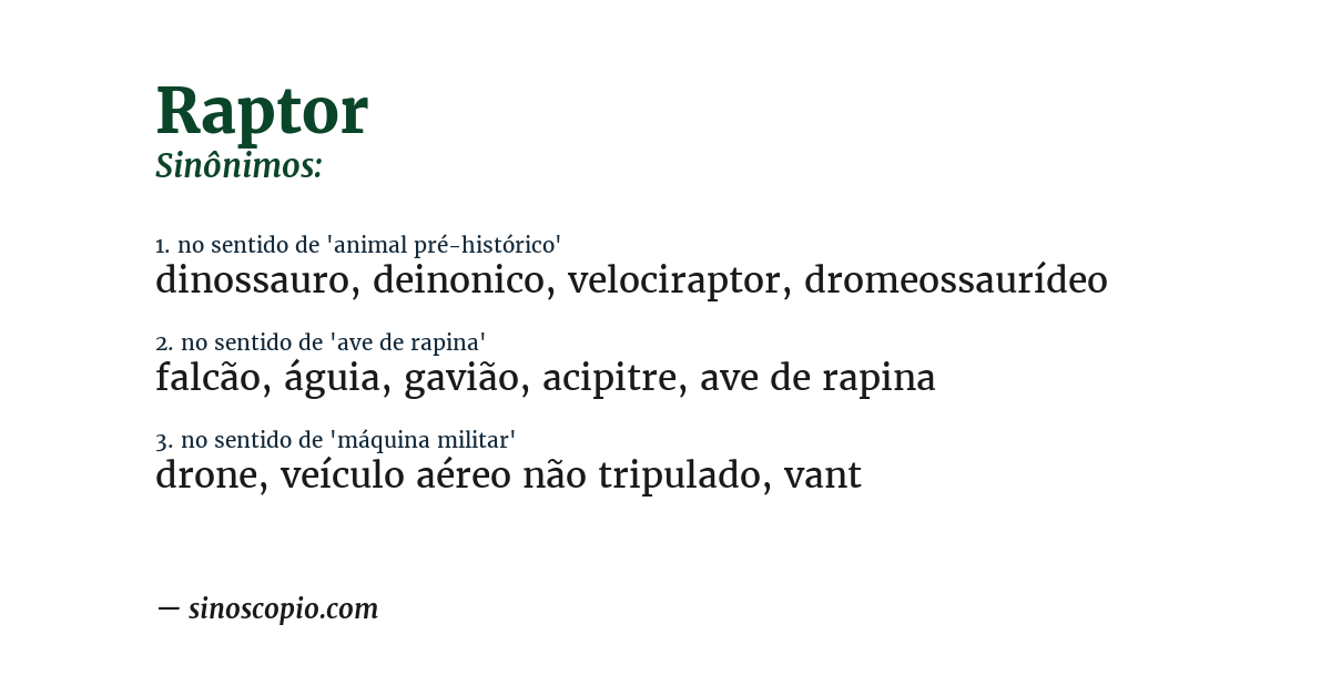 Sinônimo de raptor