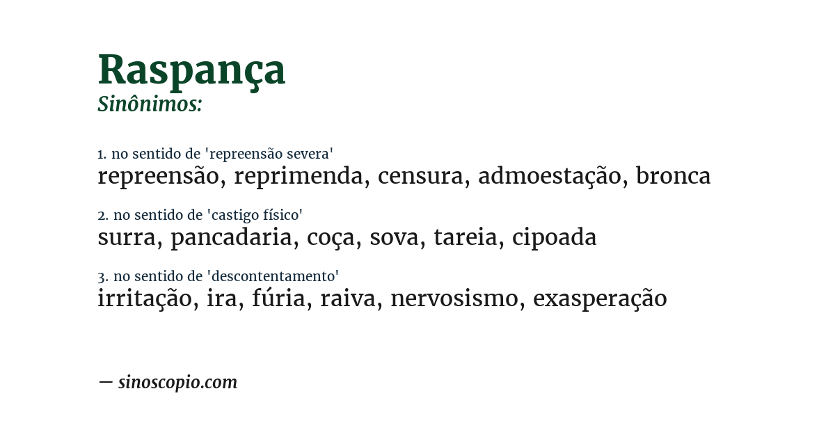 Sinônimo de raspança