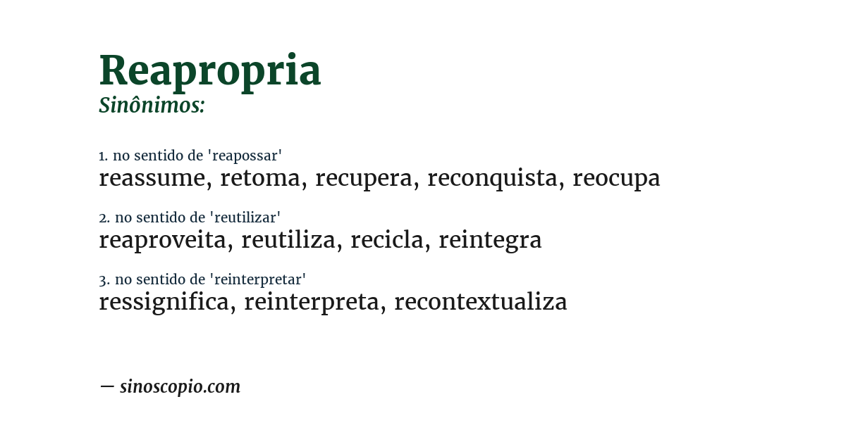 Sinônimo de reapropria