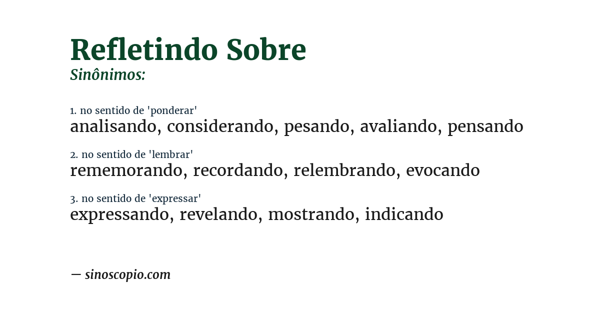 Sinônimo de refletindo sobre
