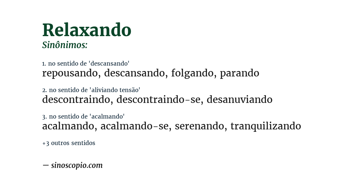 Sinônimo de relaxando
